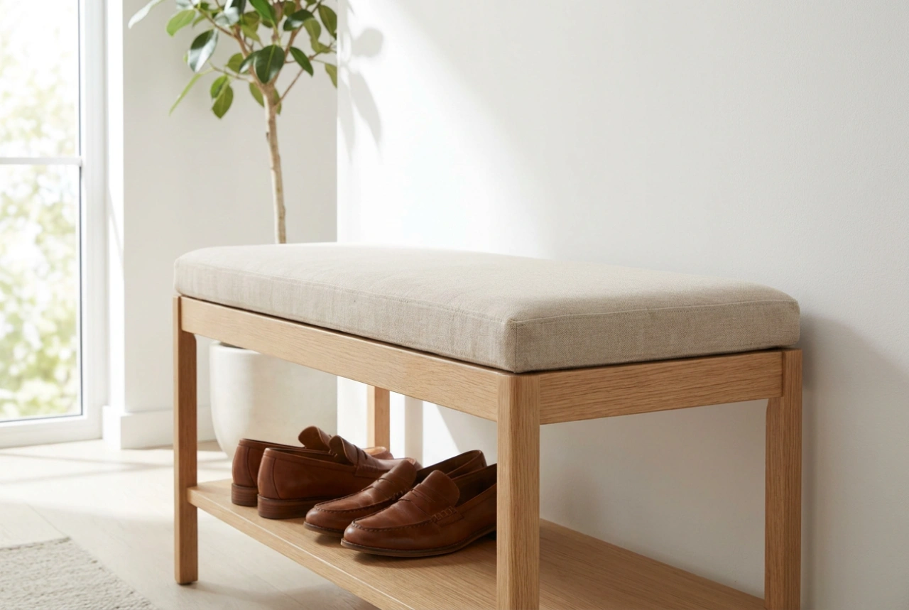 Polica za cipele sa sjedištem za udobno i ergonomsko obuvanje